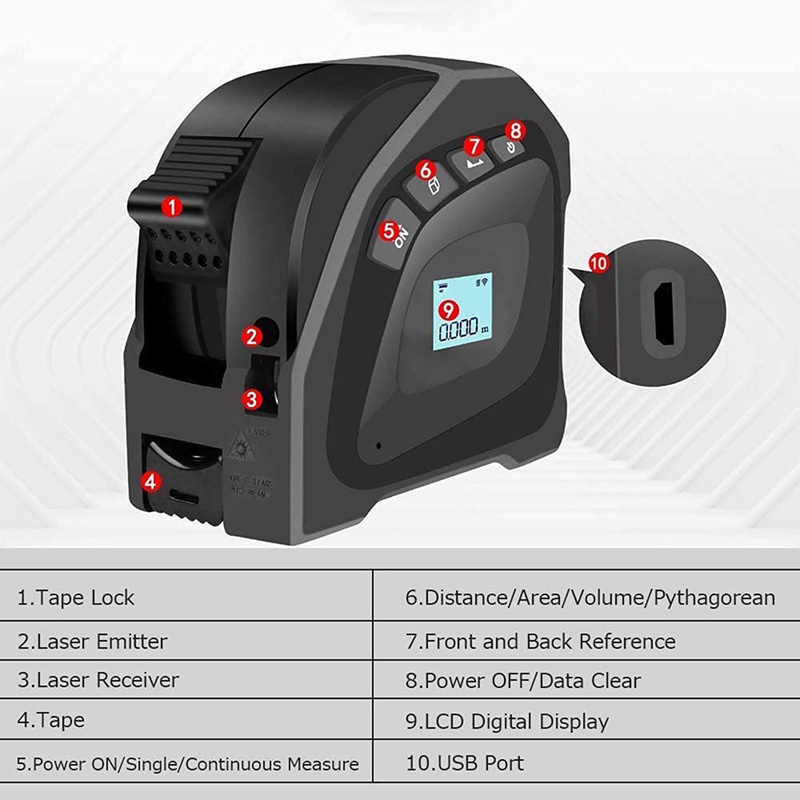 Máy Đo Laser Kỹ Thuật Số 2 Trong 1 131 Ft / 40M 16 Ft / 5M