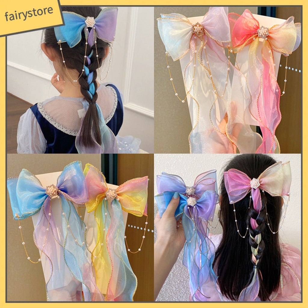 Kẹp TóC HìNh Nơ ĐíNh NgọC Trai Giả ThờI Trang Cho Bé GáI