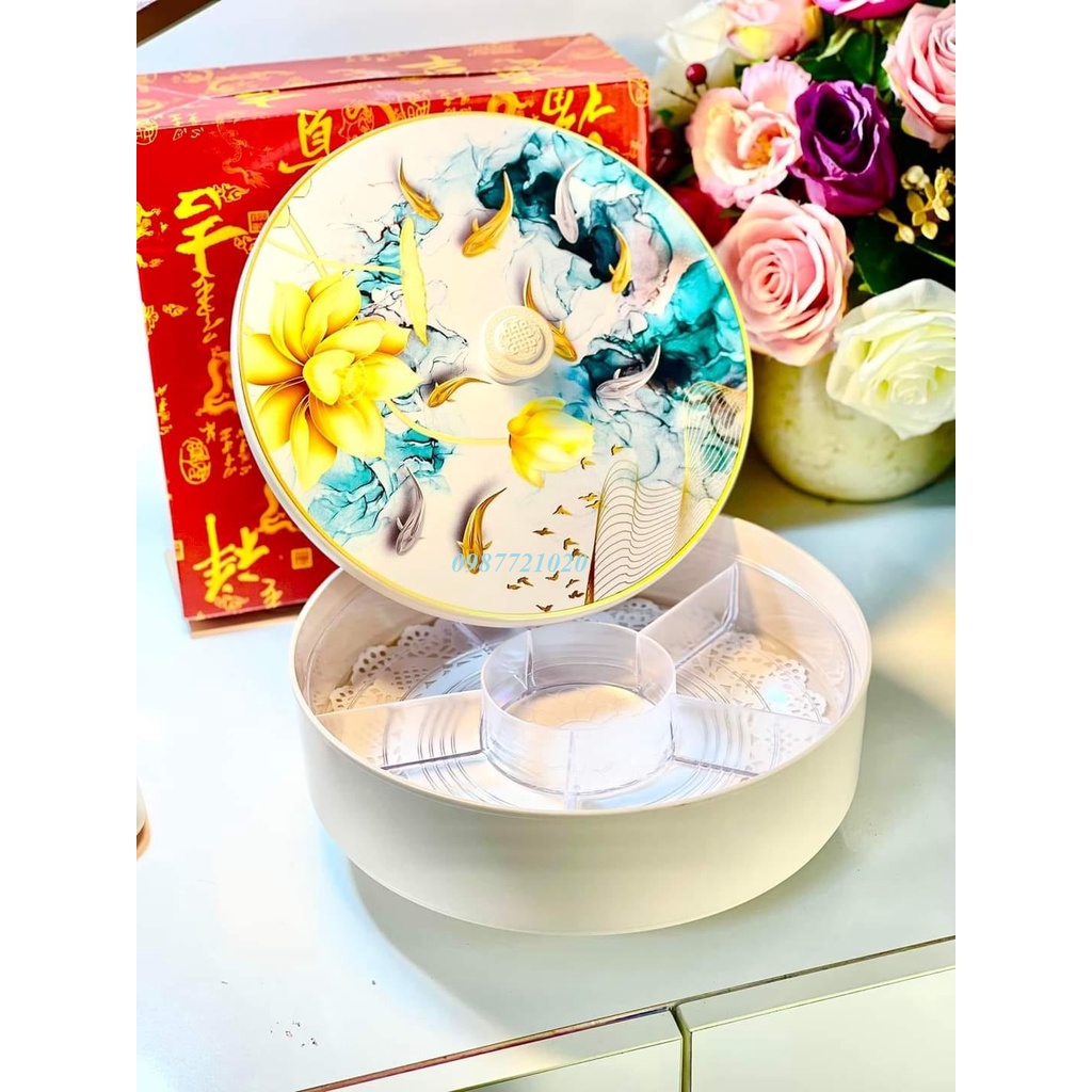 Khay Đựng Mứt Bánh Kẹo Tết Hình Tròn 3D, Hộp Đựng Bánh Kẹo Ngày Tết