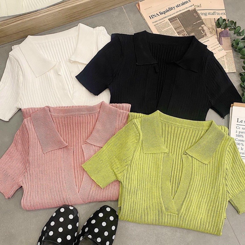 Váy Polo Trơn Pastel Nữ [FREESHIP] 🌸 Đầm cổ sơ mi dáng ôm body, thun cộc tay màu ĐEN | HỒNG | XANH Ulzzang HOT 🌸 | WebRaoVat - webraovat.net.vn