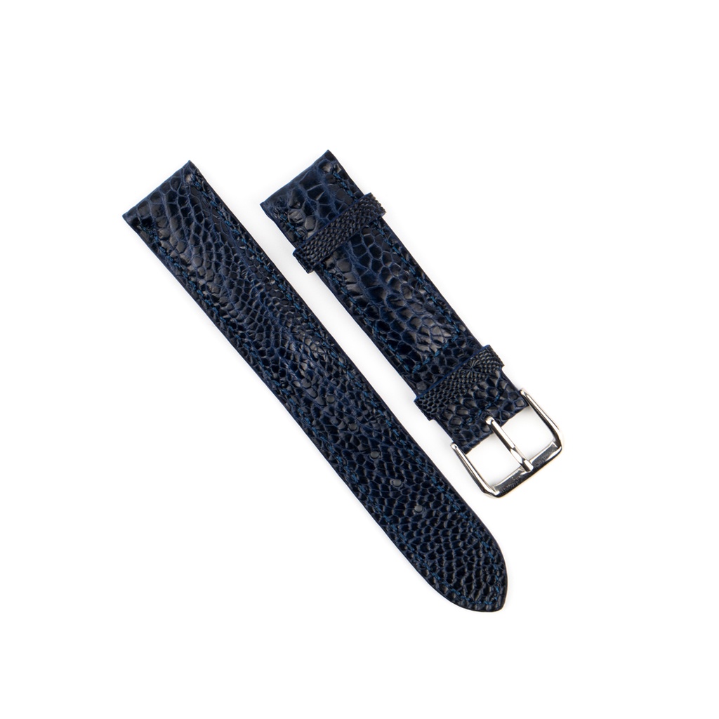 Dây Đồng Hồ Da Đà Điểu Màu Xanh Navy MrFour + Tặng Khóa + Bộ Tháo lắp
