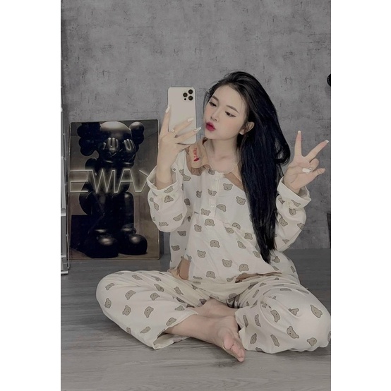 Bộ Pijama Mặc Nhà Chất Đũi Xốp Cho Bầu Và Sau Sinh