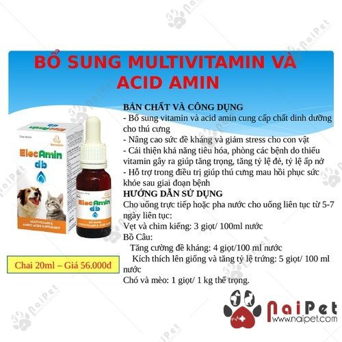 Dung Dịch Bổ Sung Multivitamin Acid Amin Cảnh ElecAmin db Vemedim 20ml