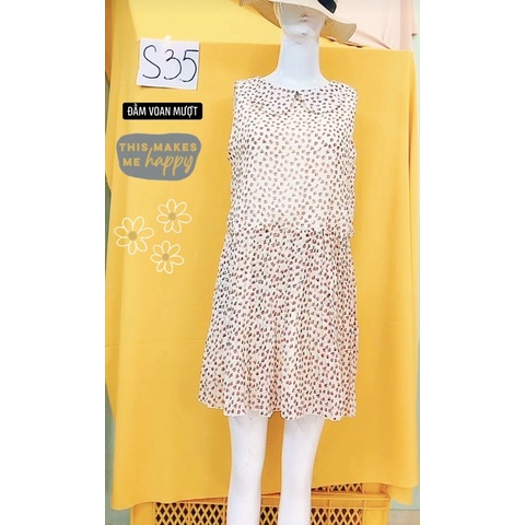 đầm voan cổ sen chất mượt chân váy xếp ly.S35