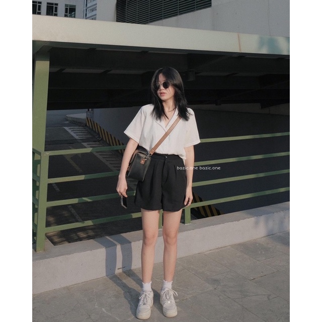 Quần short vải ống rộng nhiều màu, quần short cạp chun sau Bazic one | BigBuy360 - bigbuy360.vn