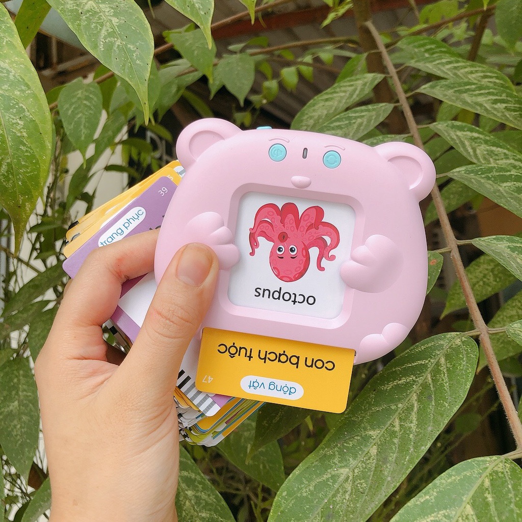 [Sẵn Hàng] Máy Đọc Thẻ Song Ngữ Flashcard 112 thẻ - 224 Từ Vựng Tiếng Anh Cho Bé Tập Làm Quen Từ Vựng Anh - Việt