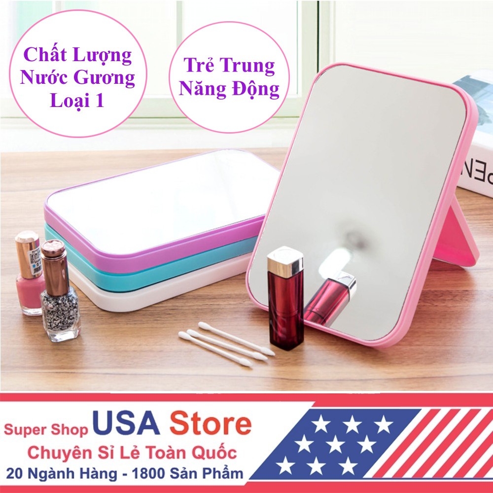 Gương Soi Khung Chữ Nhật Hàn Quốc Để Bàn Trang Điểm T8 Bạn Gái