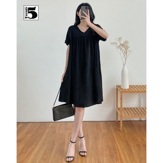 Váy babydoll cổ V dáng xuông chất tici nhăn Twentyfive N2136