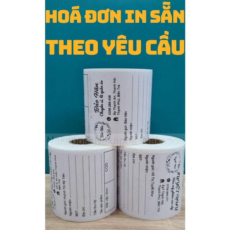 50 Tờ hóa đơn in theo yêu cầu,Phiếu ship,phiếu giao hàng,tem vận chuyển,có lớp dán KT 105x76