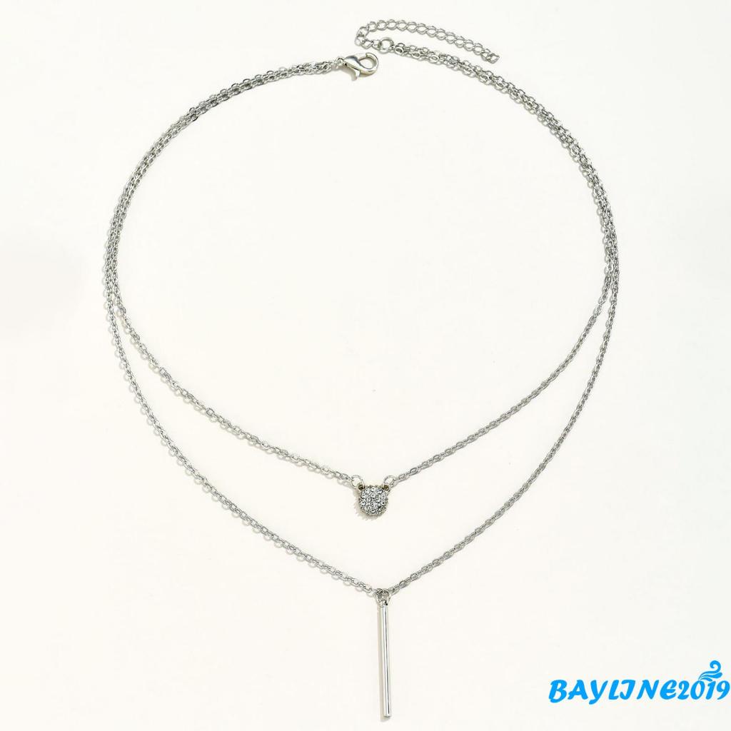 Vòng cổ Hai Lớp Mặt Tròn / Dài Đính Đá Thời Trang Dành Cho Nữ