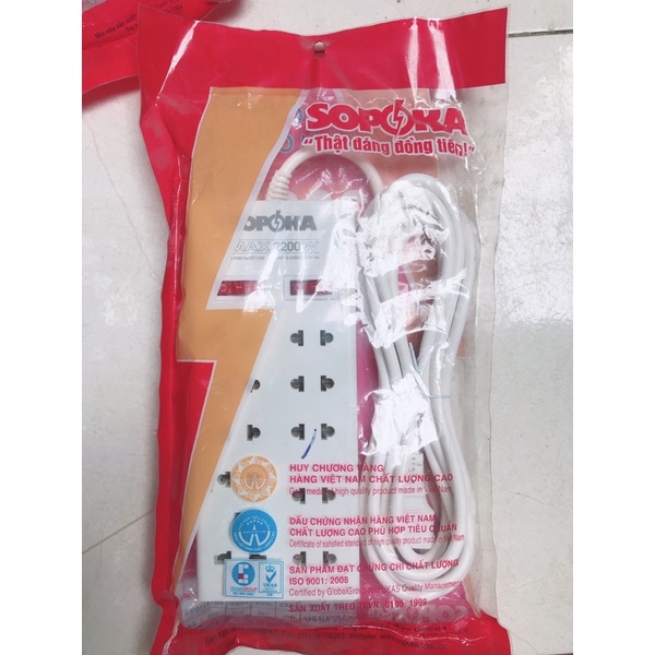 Ổ cắm Sopoka 10 ổ 2200W dây dài 2M