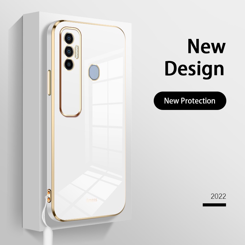 Ốp Điện Thoại Mềm Viền Thẳng Kèm Dây Đeo Cho Tecno Spark 7 7T Spark 7 8 Pro KF6 KF6j