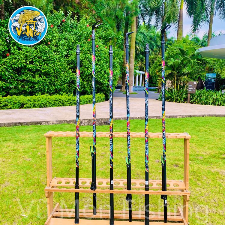 Cán Vợt, Chống Cần Câu Đài Carbon Cao Cấp Hoạ Tiết Siêu Ngầu Battle 2m1 - Vũ Môn Fishing