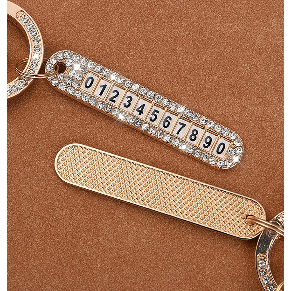 Móc Chìa Khóa Xe Hơi Đính Đá Có Mặt Số Điện Thoại Chống Thất Lạc Thời Trang Cho Nam Và Nữ