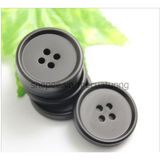 Sét 10 Khuy nút cúc nhựa đen 4 mắt cao cấp, bền đẹp size 25, 28mm