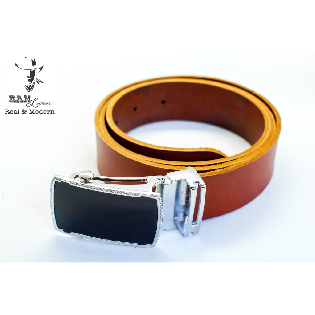 Thắt Lưng Nam Da Vò Vegtan Italia Khóa Đen - RAM Leather