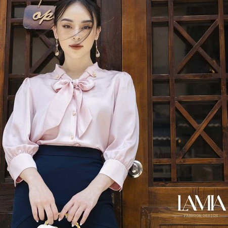 Áo sơ mi công sở tay lỡ màu hồng Lamia Design LA073