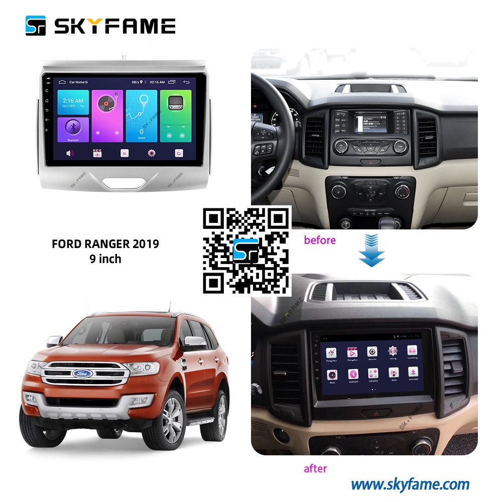 Mặt dưỡng màn hình DVD android 9” 10” FORD RANGER 2006-2011 2012-2015 2016-2019 2020 2021 cắm jack nguồn Zin