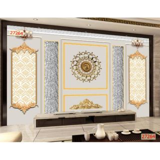 Tranh dán tường 3D kết hợp phào chỉ(nhận in tranh theo kích thước)