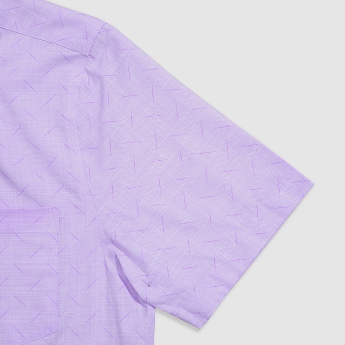 Áo Sơ Mi Nam Công Sở Trung Niên Anton Somianton Màu Tím Ngắn Tay Họa Tiết In Vải Cotton  – GD563