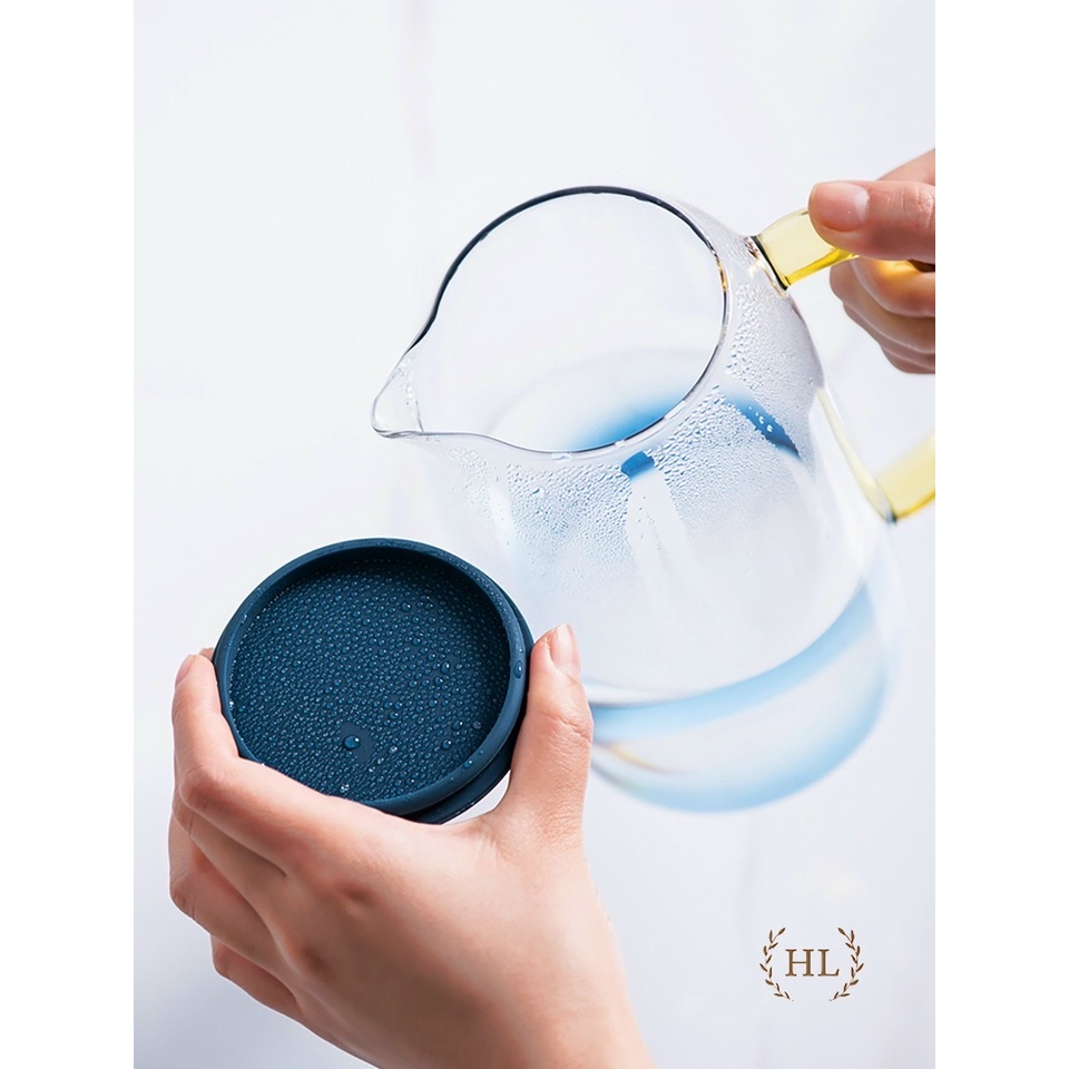 SALE NGHỈ TẾT Bộ Bình 6 Cốc Ly Thủy Tinh Trong suốt Màu Xanh Đại Dương Chịu nhiệt Cao Đẹp Giá rẻ