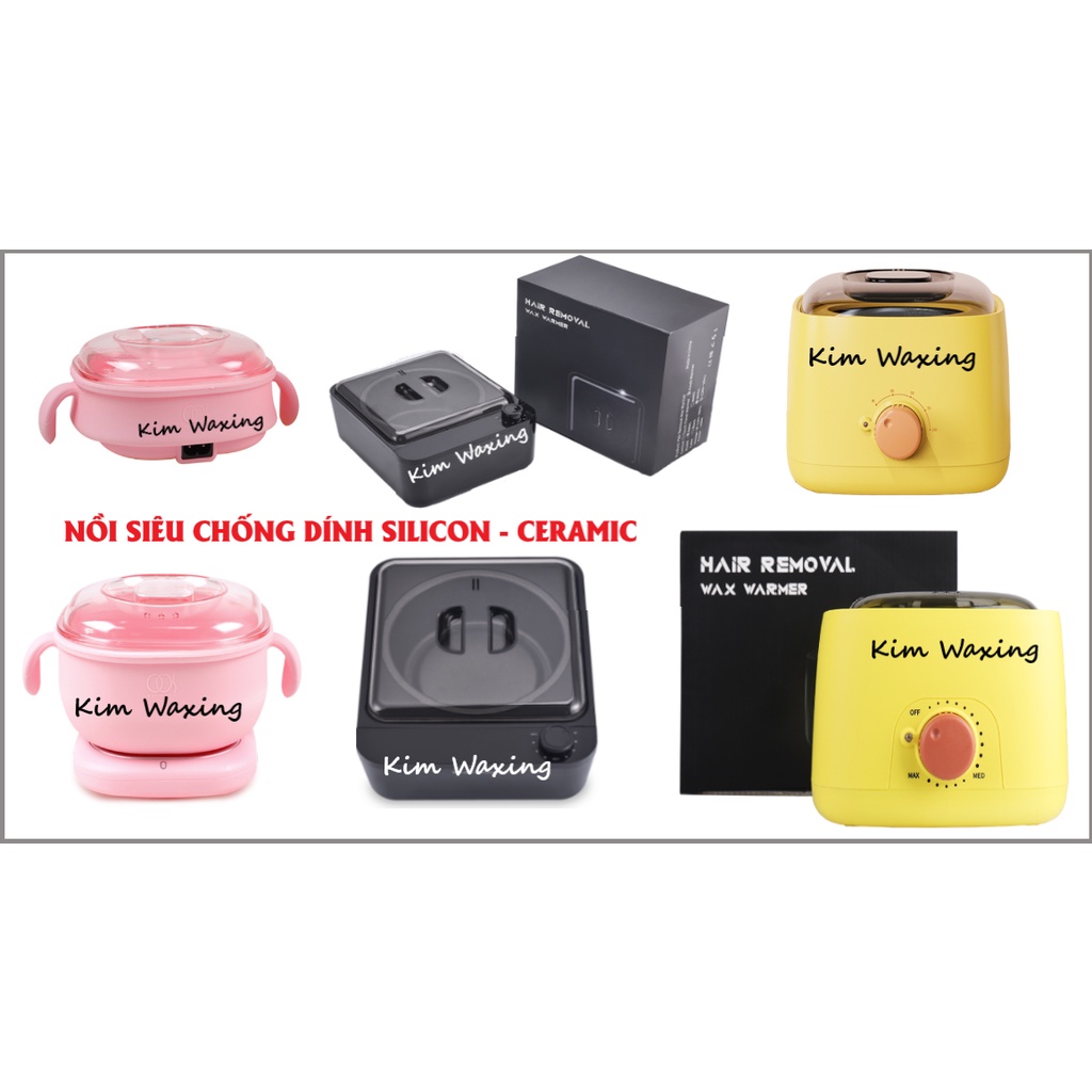 Set Nồi nấu sáp Chống dính Ceramic Silicon và 100g Sáp wax Preal Bikini Da Nhạy Cảm