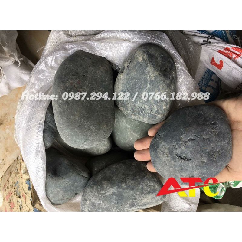 Sỏi cuội đen tự nhiên kích thước 6-10cm