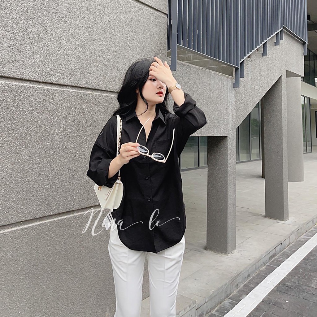 Áo sơ mi dài tay đũi lụa đuôi tôm không nhăn form rộng | BigBuy360 - bigbuy360.vn