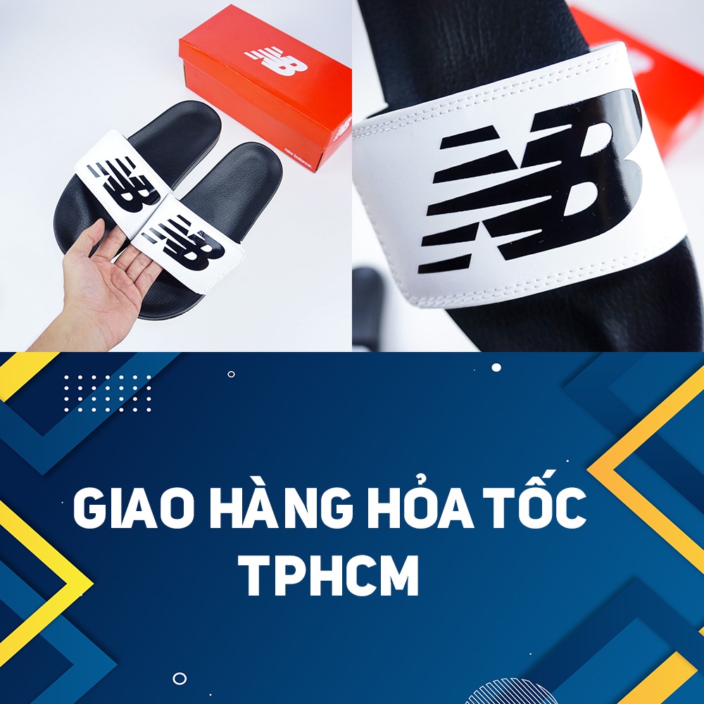 Dép nam NB New Balance  - quai ngang dán xé - phối màu trắng và đen - siêu nhẹ và êm