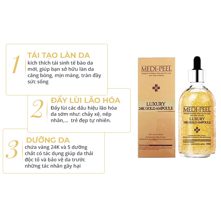 Tinh chất vàng MEDI-PEEL Luxury 24K Gold Ampoule 100ml LUVELA SR21