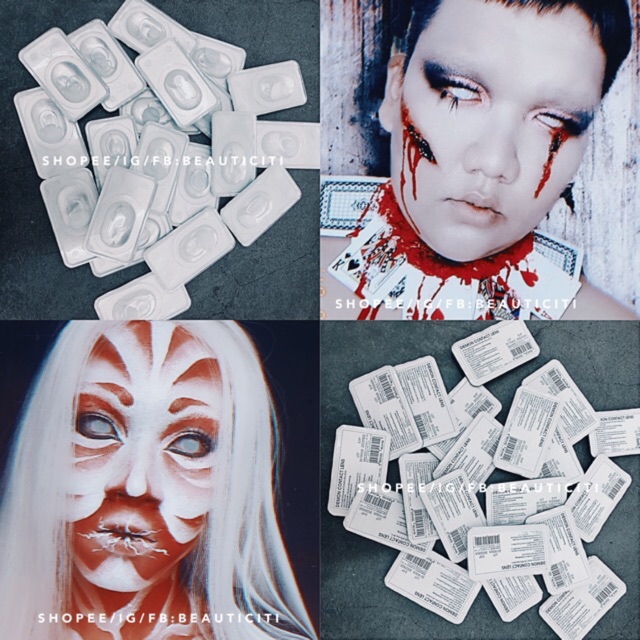 KÍNH ÁP TRÒNG LENS TRẮNG LƯỚI HOÁ TRANG COSPLAY HALLOWEEN