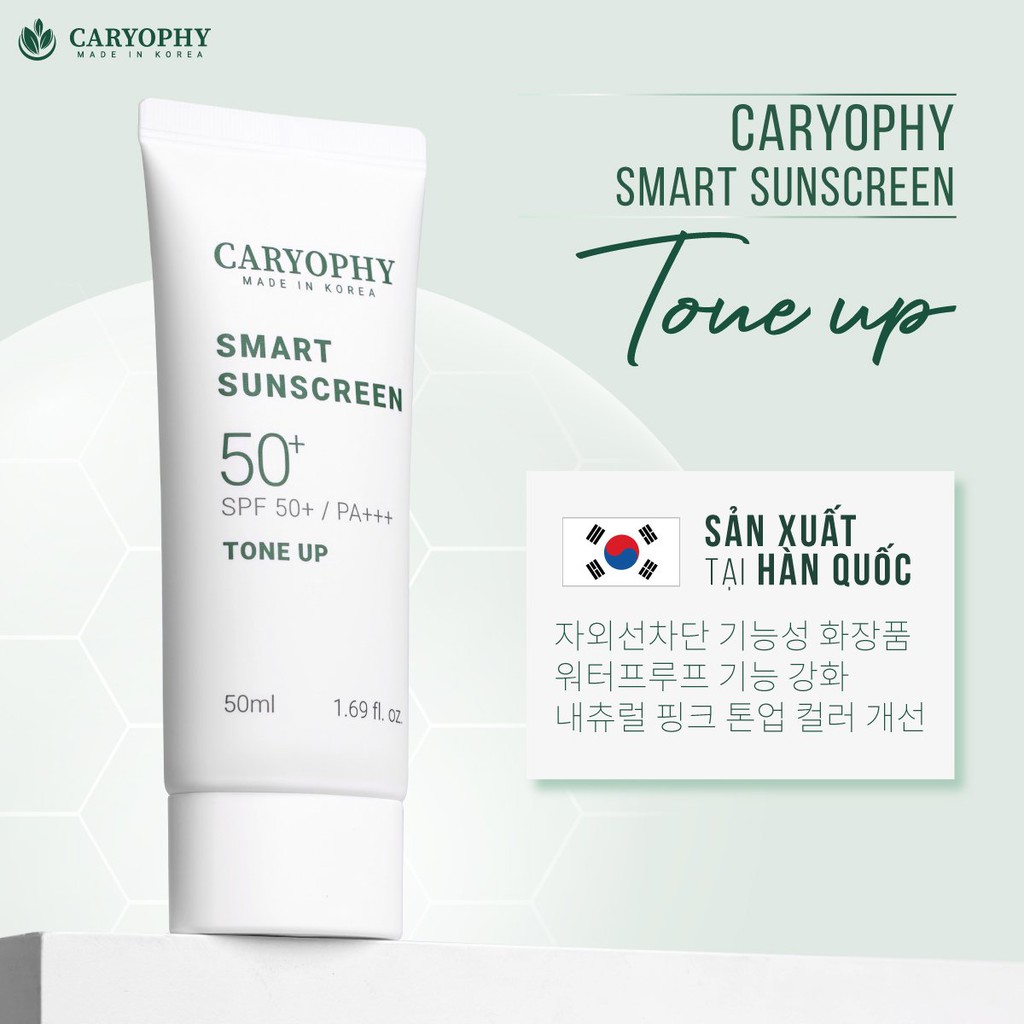 Kem Chống Nắng Thông Minh Caryophy Smart 3in1 Tone Up Sunscreen 50ml - Nâng Tông Giảm Mụn Cho Da Nhạy Cảm