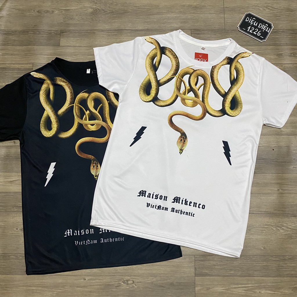 ÁO PHÔNG MIKENCO HÓT HÍT HỌA TIẾT RẮN ĐEN TRẮNG CHẤT VẢI THUN LẠNH IN HÌNH 3D CAO CẤP kèm ảnh thật