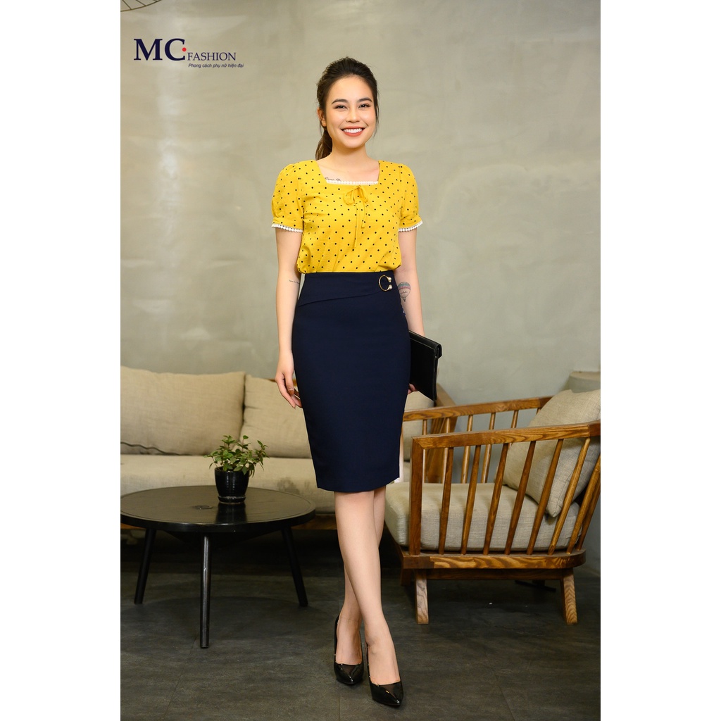 Áo Sơ Mi Kiểu Nữ Kẻ Sọc Caro Công Sở Mc Fashion Màu Vàng Đỏ TA965
