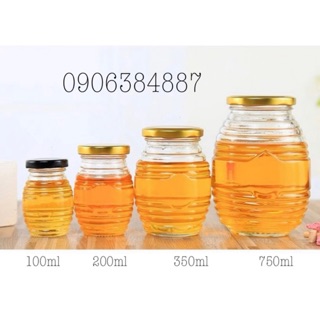 Hũ thuỷ tinh hình ong nắp thiếc 100ml 200ml 350ml