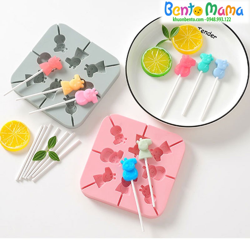 Khuôn kẹo mút Heo peppa