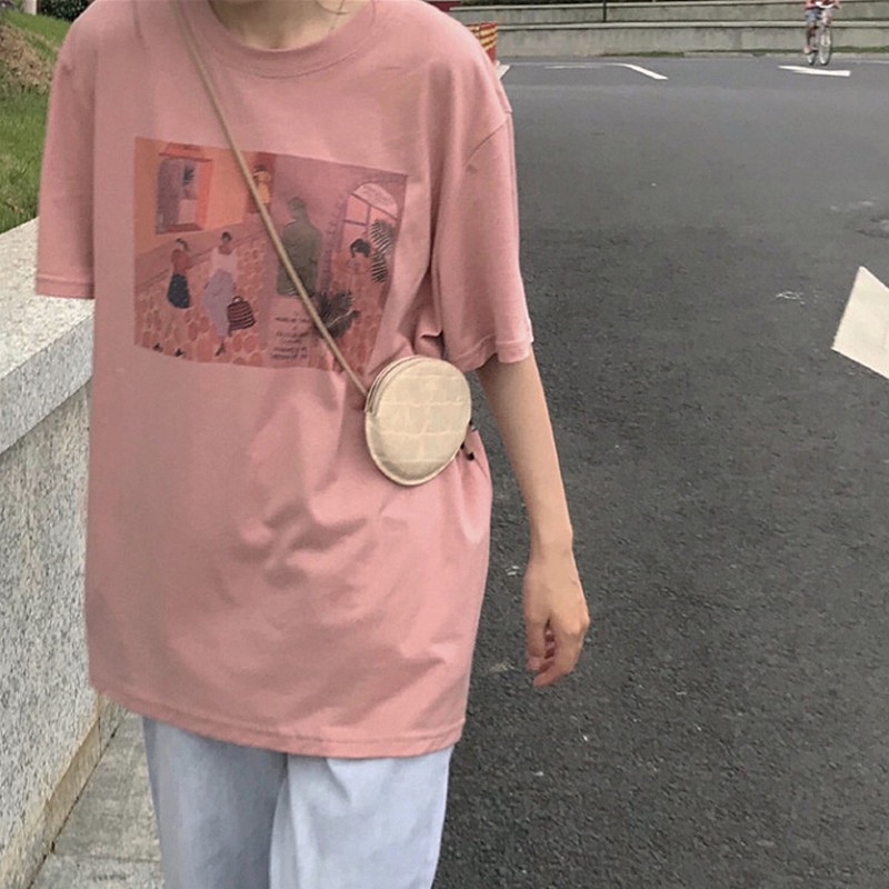 Áo Thun Nữ Ngắn Tay In Hình Hoạt Hình Phong Cách Hàn Quốc | BigBuy360 - bigbuy360.vn