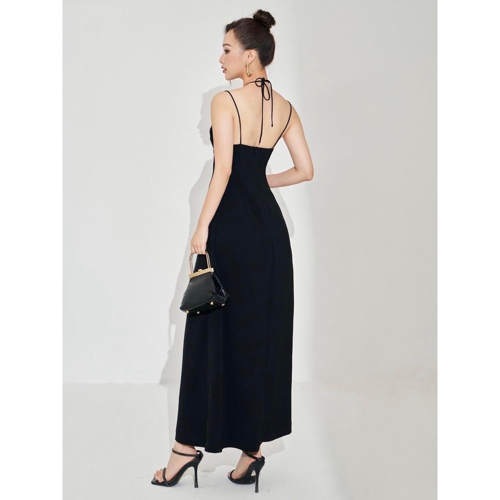 Đầm maxi đen hai dây thiết kế dáng dài sang chảnh