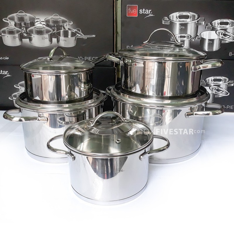 Bộ 5 Nồi Cao Cấp Kitchi Fivestar Nắp Kính