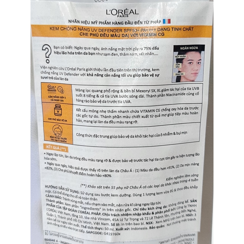 Kem Chống Nắng L’Oreal Paris UV Defender UV Serum Protector SPF 50+ PA++++ 50ml