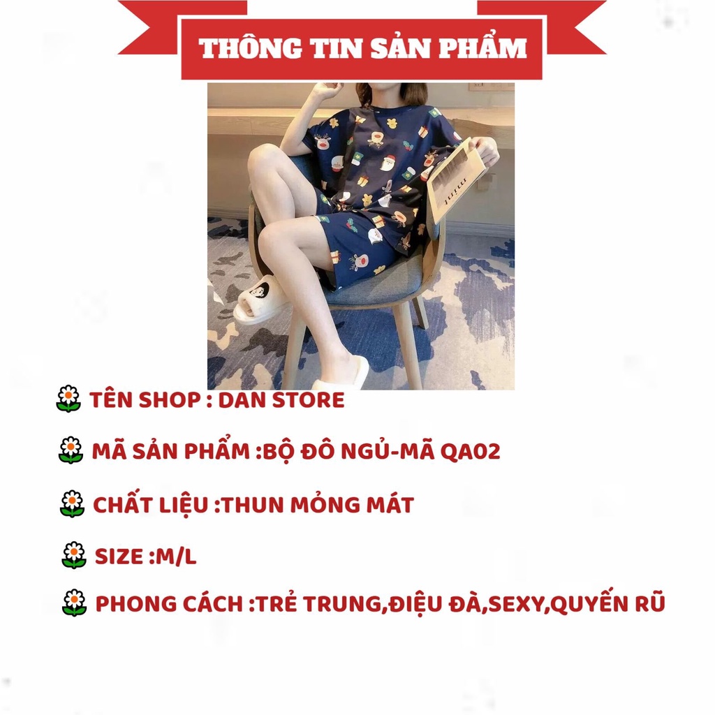 Đồ Bộ Nữ - Đồ Ngủ Nữ pyjama cộc tay phối hình họa tiết trẻ trung đáng yêu MÃ QA02