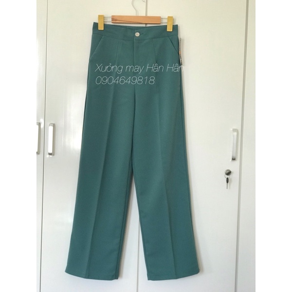 {Hàng mới} Quần ống rộng suông cạp cao 1 cúc trước