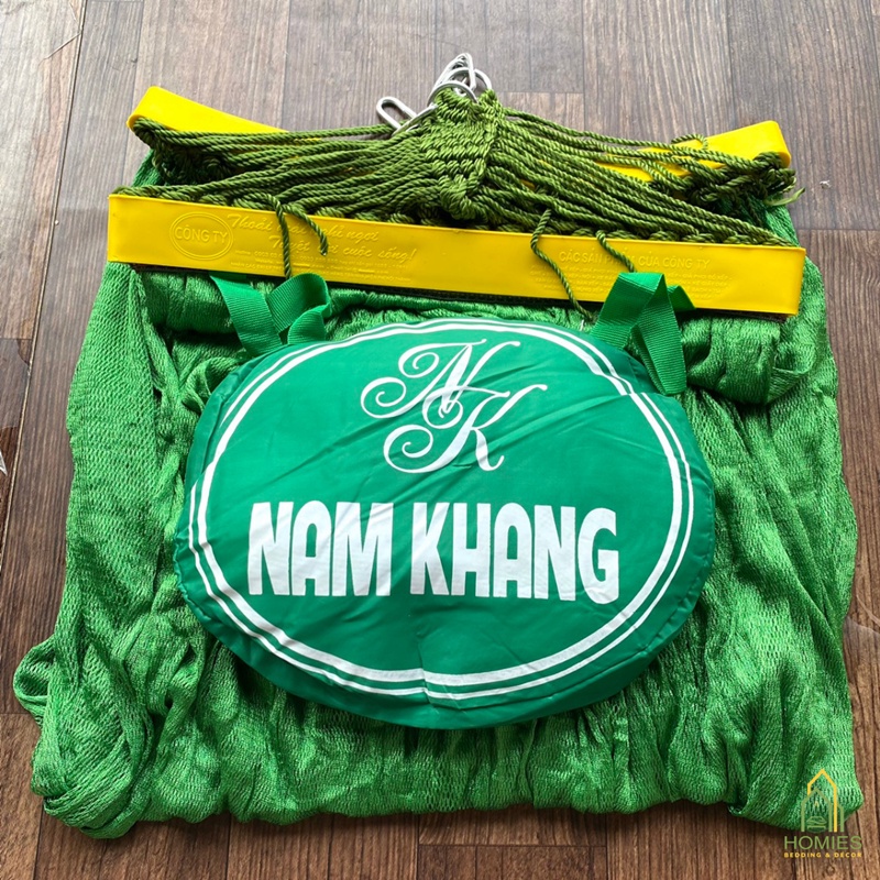 Lưới Võng Xếp Cán Nhựa HOMIES Kèm Gối Đầu - Lưới Dày 2 Lớp Bền Đẹp