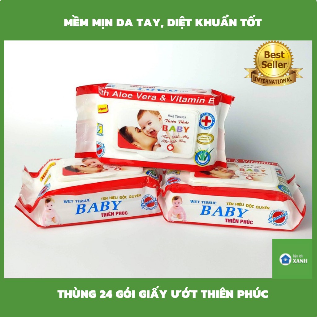 [HÀNG CHÍNH HÃNG] Giấy ướt thiên phúc 😘FREESHIP 😘 khăn ướt đa năng, không mùi, an toàn cho bé 100 tờ, sỉ thùng 24 gói