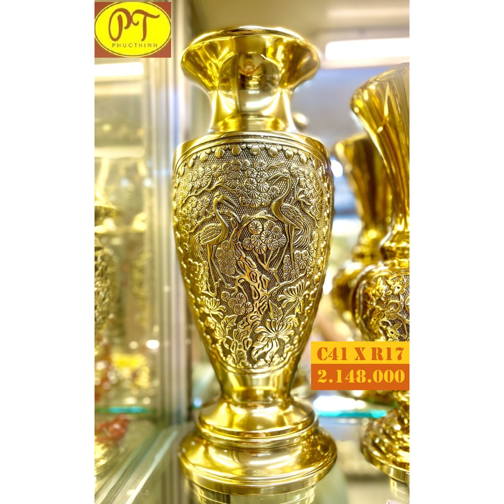 Bình hoa hoa khai phú quý bằng đồng thuận phát - cao 41 x rộng 17