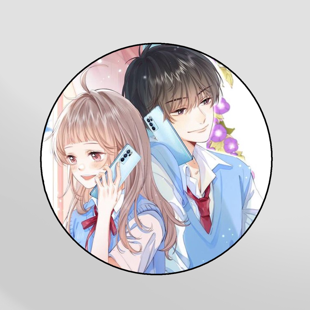 Huy hiệu IN HÌNH Vụng trộm không thể giấu anime chibi dễ thương xinh xắn