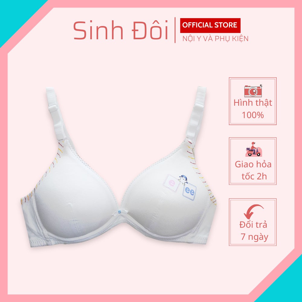 Áo ngực không gọng nữ SDBebe chất cotton mút ép vừa mềm mịn thấm hút mồ hôi in hình búp bê cho học sinh cấp 2, cấp 3
