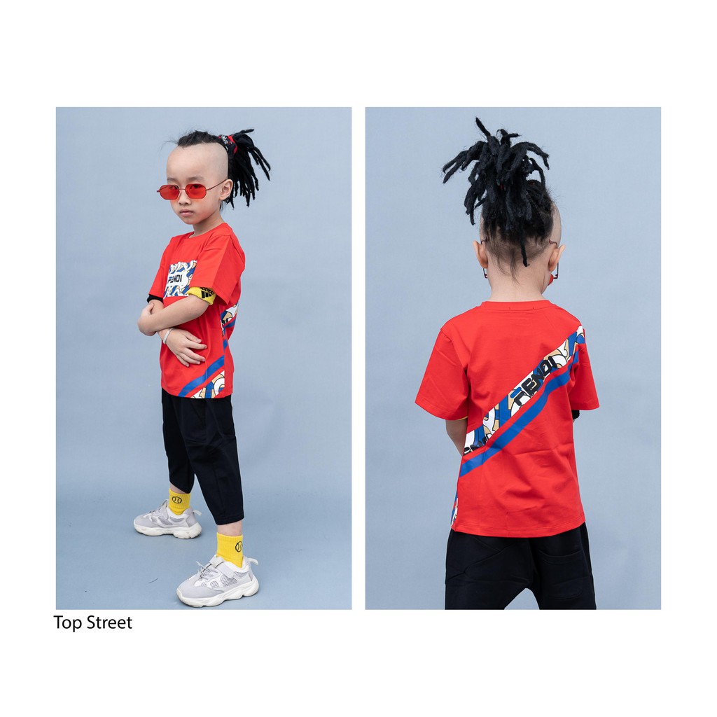 Áo phông cộc tay Fendi cho bé 5-14 tuổi