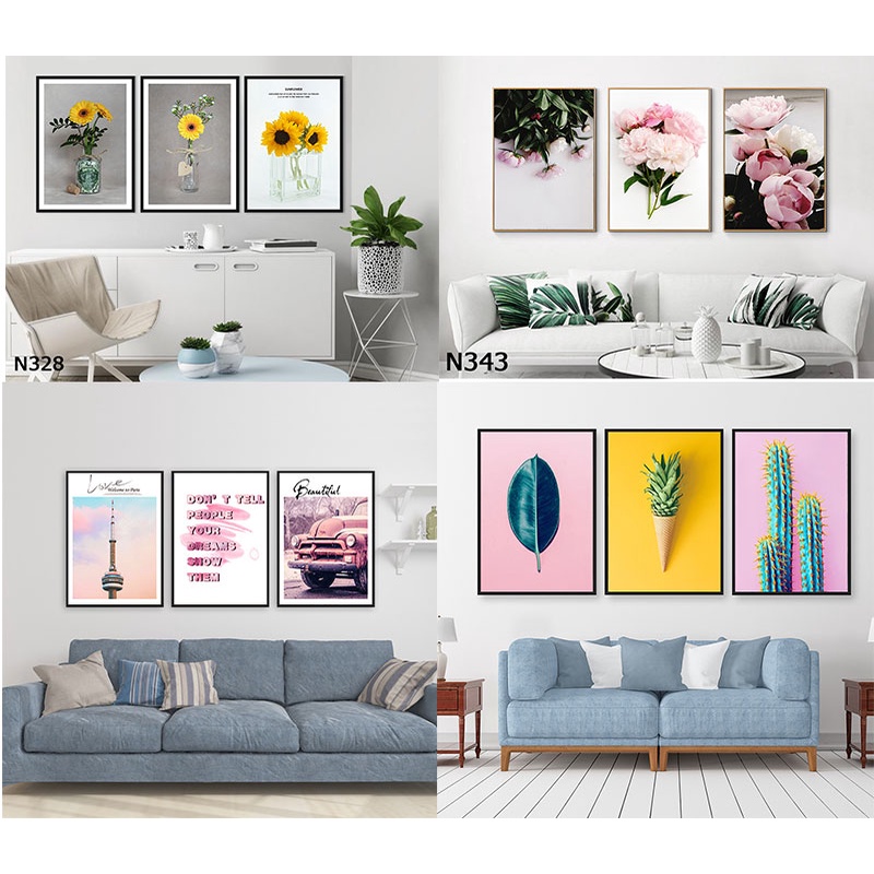 Bộ 3 tấm tranh canvas khung gỗ, tranh trang trí - tranh Vải Canvas - Tranh Treo tường thuật phát