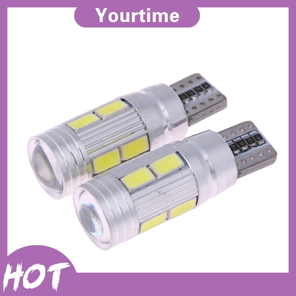 Bộ 2 bóng đèn LED T10 5630 10 SMD W5W chiếu ánh sáng trắng cho đuôi xe ô tô
